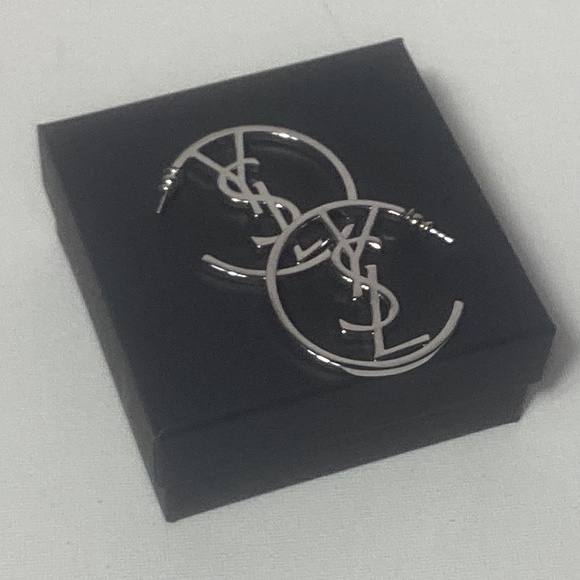 YSL Silver Hoop Earrings - Picture 1 of 3